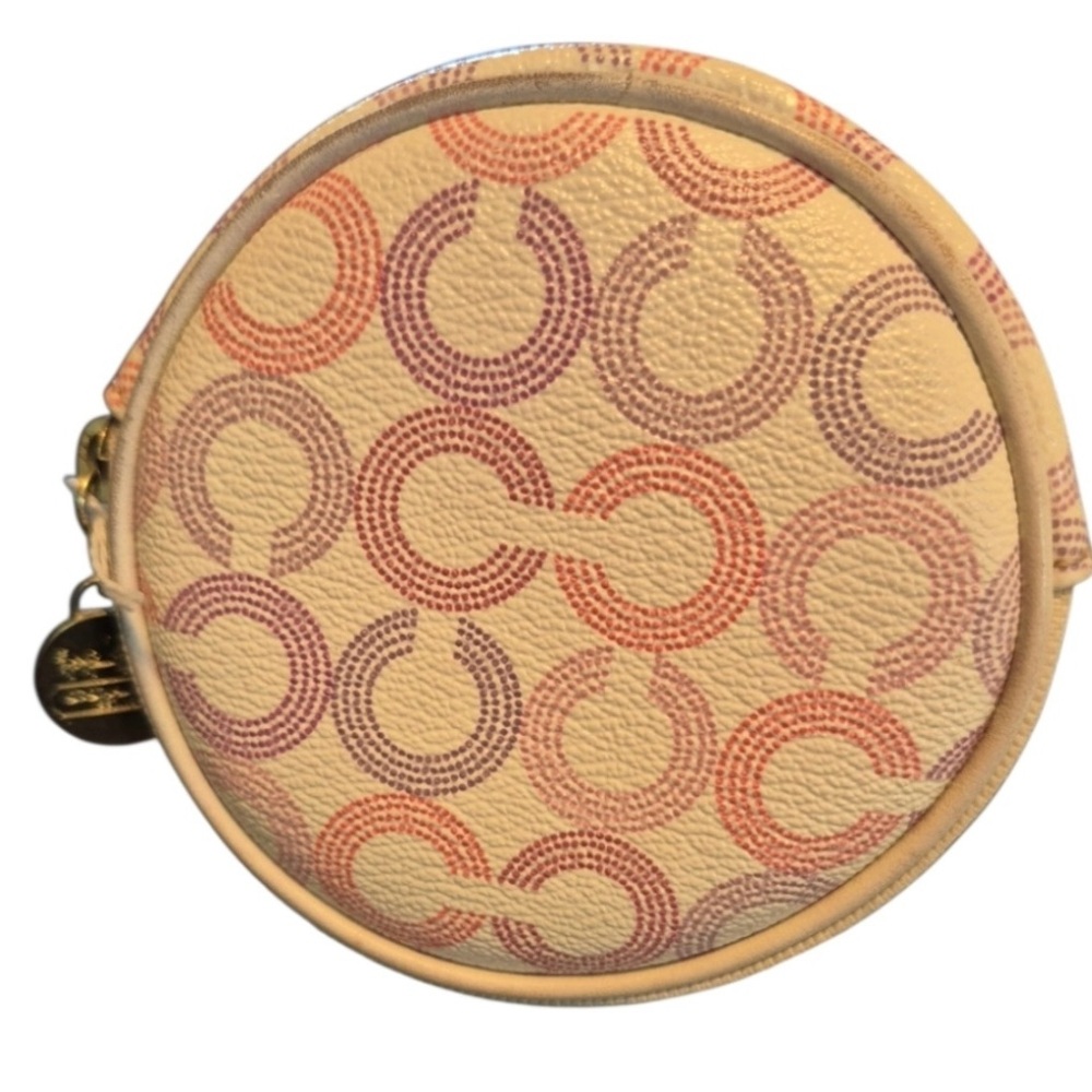 COACH WAVERLY VINTAGE CIRCLE PATTERN COIN POUCH IN PINK & PURPLE (2)